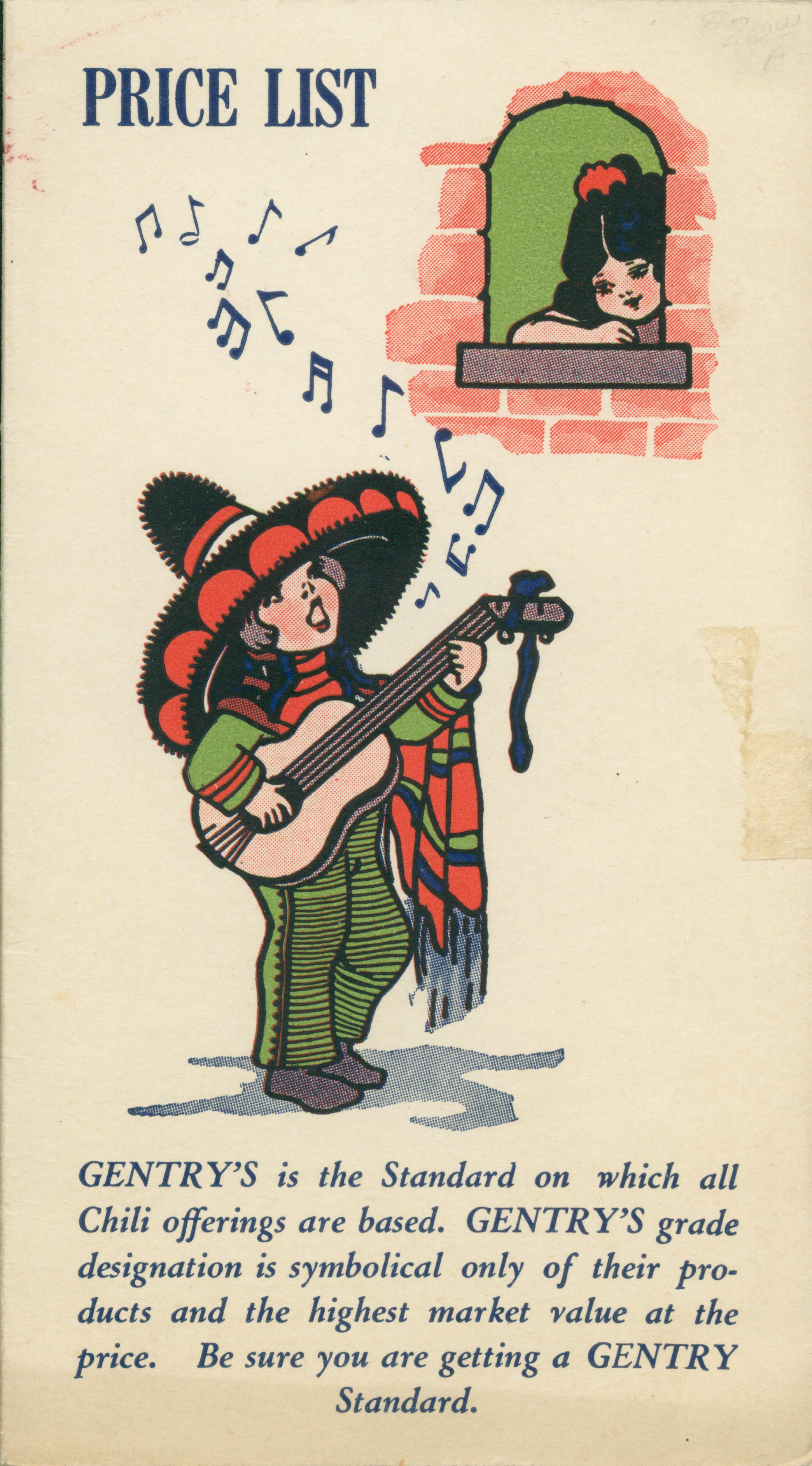 This advertisement shows a boy in a sombrero serenading a girl at a window with his guitar.